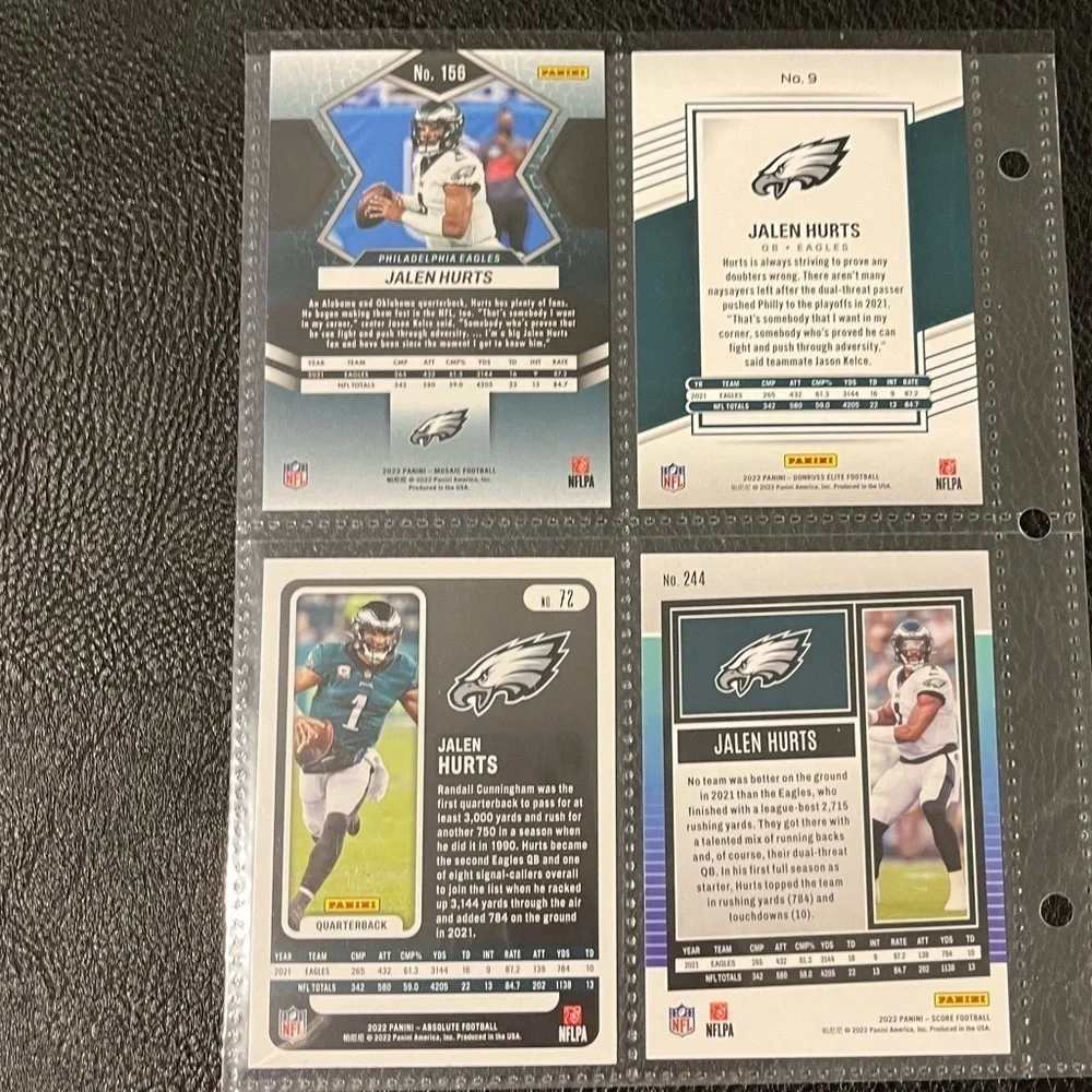 🏈 Jalen Hurts, NFL Football Trading Cards Qty 4